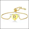 Link Chain Letter Bracelet Gold Plated Cubic Zirconia Initial 26 A To Z Adjustable English Personality Gifts For Women Men Girls Dr Otyn0