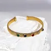 Pulseira de pulseiras de pedra colorida de resina colorida para mulheres pedidos de aço inoxidável banhado a ouro jóias ajustáveis