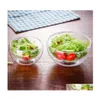 Bowls Double Layer Transparent Glass Bowl Heatresistant High Borosilicate Salad Vegetable Dessert Ice Cream Tableware Drop Delivery Dhhpr