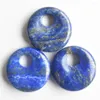 Pendant Necklaces High Quality Natural Lapis Lazuli Gogo Donut Charm Beads For Jewelry Accessories Making Wholesale 6pcs/lot