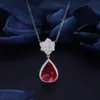 Pendant Necklaces WPB Advanced Design Women Necklace Water Drop Rose Necklace Simulated Ruby Zircon Female Brilliant Luxury Jewelry Girl Gift New G230202