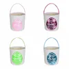 Easter Basket Bunny Ear Bucket Sequin Patch Gift Bag New Cylinder Rabbit Solid Canvas Storage Organizer Round Bottom Eggs Kids Candy Bags Totes Handbags BC244