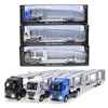 Diecast Model car 1/50 Diecast Alloy Truck Toy Car Model Removable Engineering Transport Container Lorry Vehicle With Light Pull Back Toy For Boys 230202