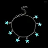 Anklets Women Fashion Jewelry Fluoresectent Blue Five 5pointed Star Tassel