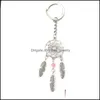 Ключевые кольца мода поймать автомобильную цепь Dream Feather Metal Metchain Мужчины женщины -держатель Valentine Sift 920 Q2 Drop Delivery Jewelry DH1P4