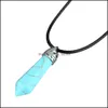 Pendant Necklaces Pretty Stone Necklace Vintage Natural For Crystal Quartz Gem Cord Statement Leather Drop Delivery Jewelry Pendants Dh82W