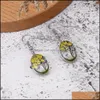 Dangle Avize Tasarımı Yaratıcı Kurutulmuş Çiçekler Küpe El yapımı Romantik Renk Cam Oval Ağacı Hayat Damlası Küpe Zarif Othmy