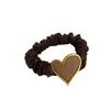 Korea East Gate Heart Heart Love Hair Cord Champagne Hair Ring Leather Band Women's Tied Head 2023 New Headrope Women's Hair Accessories