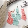 Nyckelringar Personlig est Creative Irregar Tassel Bohemian Keychain Cute Cotton Rep Weave Bag Decoration Rame Pendant Keychain82 Q Dhhyo