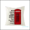 Pillow Case Single Side Print British Wind Pillowcase Home Sofa Bed Decor Cushion Er Flag Square Cotton Linen Office Dh1407 Drop Del Dh3Fh 55