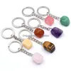 Porte-clés Irregar Cubic Natural Crytal Stone Keychains Sier Color Healing Crystals Car Decor Keyrings Keyholder For Women Me Dhgarden Dh3Tv