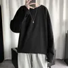 Men's T-Shirts HybSkr Korean Style Solid Color Long Sleeve T-shirt Fashion Streetwear Casual Loose Unisex Pullovers Clothing Y2302