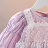 Mädchen Kleider Frühling Herbst Baby Kleid Nette Puff Sleeve Spitze Nähte Prinzessin Kleinkind Kinder Kleidung Kleinkinder