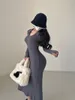 Casual Dresses TVVOVVIN Sexy V-neck Slim Long Sleeve Bottom Fishtail Dress Maxi V Neck Tops Korean Sweet 22BS