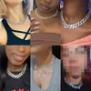 Łańcuchy Hip Hop Cuban Link Naszyjnik dla kobiet i mężczyzn Rhinestones Choker Miami punk raper Golden Silver Color Biżuterchains