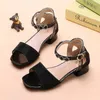 Girls Sandals Summer New Korean Style Children Versatile Rhinestone Beautiful Princess Party Wedding Shoes Low Heels Shine