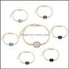 Charm Bracelets Resin Druzy Bracelet Hexagon Crystal Stone Cuff Bangle Gold Sier Color Brand Jewelry For Women Gift Wholesale Drop De Otm27