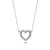 Pendentif Colliers % 925 argent sterling pan modèle charme collier pendentif femme coeur Saint Valentin collier en forme de coeur bijoux de mode G230202