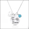 Pendant Necklaces High Quality Engraved Letters Necklace You Are My Sunshine Birthstone Pearl Charms Pendants Heart For Women Diy Je Otmds