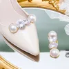 Shoe Parts Accessories Pearl shoe buckle accessories high heel square drill removable wedding s decorative flower 230201