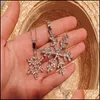 Pendant Necklaces Fashion Rhinestone Snowflake Long Chian Sweater Chain Double Layers Snow Necklace For Women Christmas Gift Drop De Otaoq