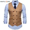 Heren Vesten Merk Jurk Vesten Voor Mannen Casual Slim Fit Heren Pak Vest Double Breasted Vest Gilet Homme Formeel Zakelijk Jasje XXL 230202