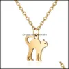 Colares pendentes de qualidade de a￧o inoxid￡vel de a￧o inoxid￡vel colar de gato fofo para homens homens design design gabinete de estima￧￣o j￳ias de corrente de ouro de ouro otntf