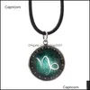 Pendentif Colliers Mode 12 Constellation Collier Design Zodiac Signe Horoscope pour Femmes Hommes Verre Cabochon Bijoux Drop Livraison P ot2Bw