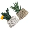 Flores decorativas grinaldas de 2pcs simulação suculenta planta artificial de bonsai decoração de desktop plantas em vasos falsos verde (cacto e aloe)