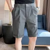 Men's Shorts Men's Shorts British Style Summer Business Formal Wear Striped Men Clothing Knee Length Slim Fit Casual Thin Office Short Homme 022023H