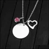 Pendant Necklaces High Quality Engraved Letters Necklace You Are My Sunshine Birthstone Pearl Charms Pendants Heart For Women Diy Je Otmds