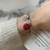 Bracelets à breloques 30% plaqué argent élégant cristal rouge fraise dames à portée de main bijoux accessoires saint valentinCharme