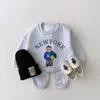 Clothing Sets Korea Baby Boys Clothes Letter Bear Girls Long Sleeve Casual Hoodie SweatshirtPants 2pcs Kids Sports Suit 230202