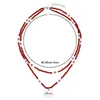 Gargantilla con colgante de carta de amor para mujer, Collar de cuentas de dos capas para mujer, Collar bohemio a la moda, joyería, accesorios de playa para vacaciones AM3237