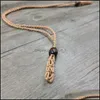 Pendant Necklaces Ecofriendly 100 Linen Cord Bead Necklace Interchangable Rame Crystal Pouch Net C3 Drop Delivery Jewelry Pendants Dhxps