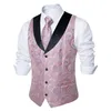 Men's Vests Pink Paisly Suit Vest Set 5 PCS Tuxedo Waistcoat And Tie Pocket Square Cufflinks Tie Clips For Wedding Mens Clothing Blazer Vest 230202