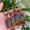 Kluczowe pierścienie 7 Chakras Orgone Pendum Energy Crystal Kamień Kleania le gojenie Amet Keyrings dla medytacji samochodowej Reiki Om Lucky Gift Dhgarden Dhi3Y