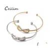 Bangle Fashion Infinity Armband f￶r kvinnor med Crystal Stones Armband Guld Sier nummer 8 Justerbar manschettflickor g￥vor Drop Deliver Ottmz