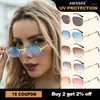 Óculos de sol sem aro retrô feminino de alta qualidade retangular moda luxo armação quadrada óculos UV400