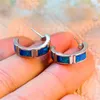 Boucles d'oreilles à tige mignonne femme bleu blanc opale Boho couleur argent mariage géométrique carré pour femme