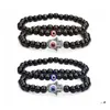 Beaded Strands 2Pcs Evil Blue Eye Beaded Bracelet For Women Mens Couple Jewelry Hand Charm Bracelets Psera Drop Delivery Otud2