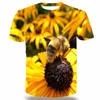 Men's T Shirts UNEY Honey Bee Shirt For Men Animal Short Sleeve Top Tees 3D Pattern T-Shirt Tops Greens Bees Paint Tee