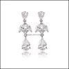 Dangle Chandelier Austrian Clear Cubic Zirconia Earrings For Women Flower Shaped Bridal Wedding Earring Ear Party Jewelry Drop Deli Otj9W