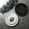 Tallrikar Lekoch Black/White Ceramic Dish Plate Porslin Tabelleris Snack Dessert Nrowers för hemrestaurang