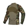 Męskie T-shirty Mężczyźni Spring Summer T-Shirt Army Combat Airsoft Tops Long Rleeve Wojskowy T-shirt Paintball Hunt Camouflage Odzież G230202