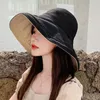 Brede rand hoeden dubbelzijdige opvouwbare emmer hoed voor vrouwen meisjes zomer zon visser vizier vizier cap anti-uv zonnebrandcrème katoen capswide wend22