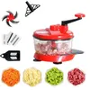 Fruit Vegetable Tools Multifunction Cutter Manual Meat Grinder Household Chopper Machine Mincer 6 Kinds of Blades Switch with Drain Basket 230201