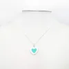 Pendant Necklaces Ms blue-green pink red porcelain enamel necklace sterling silver heart pendant lovers romantic heart-shaped accessories G230202