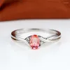 Anéis de casamento rosa amarelo zircão de zircão fino anel delicado de cristal oval de pedra de pedra clássica cor prata para mulheres boho jóias