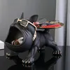 Oggetti decorativi Figurine Fantastico Bulldog francese Decorazione maggiordomo con vassoio Bocca grande Statua di cane Scatola di immagazzinaggio Scultura in resina animale Figurina Regalo per la casa 230201